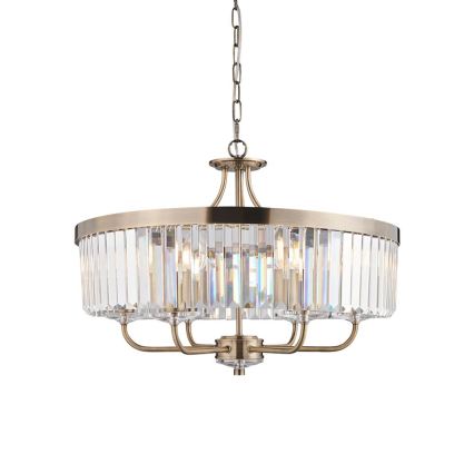 Endon 102505 - Láncra függesztett csillár, 6xE14/6W/230V, Ø 55 cm, sárgaréz