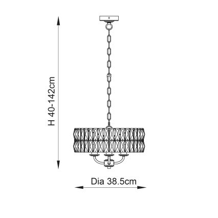 Endon 104466 - Csillár láncon CLIFTON 3xE14/6W/230V fényezett króm/átlátszó átm. 38,5 cm