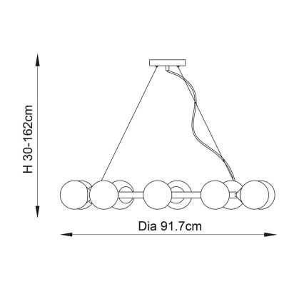 Endon 106008 - Kábelre függesztett OTIS csillár 10xG9/3W/230V arany/fehér