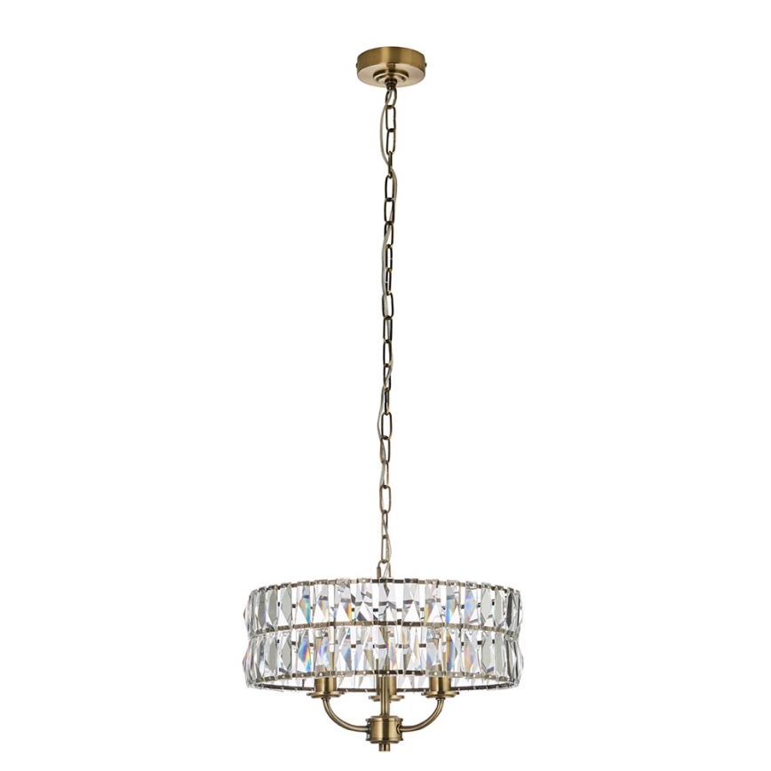 Endon 106243 - Láncos csillár CLIFTON 3xE14/6W/230V Ø 38,5 cm sárgaréz/átlátszó