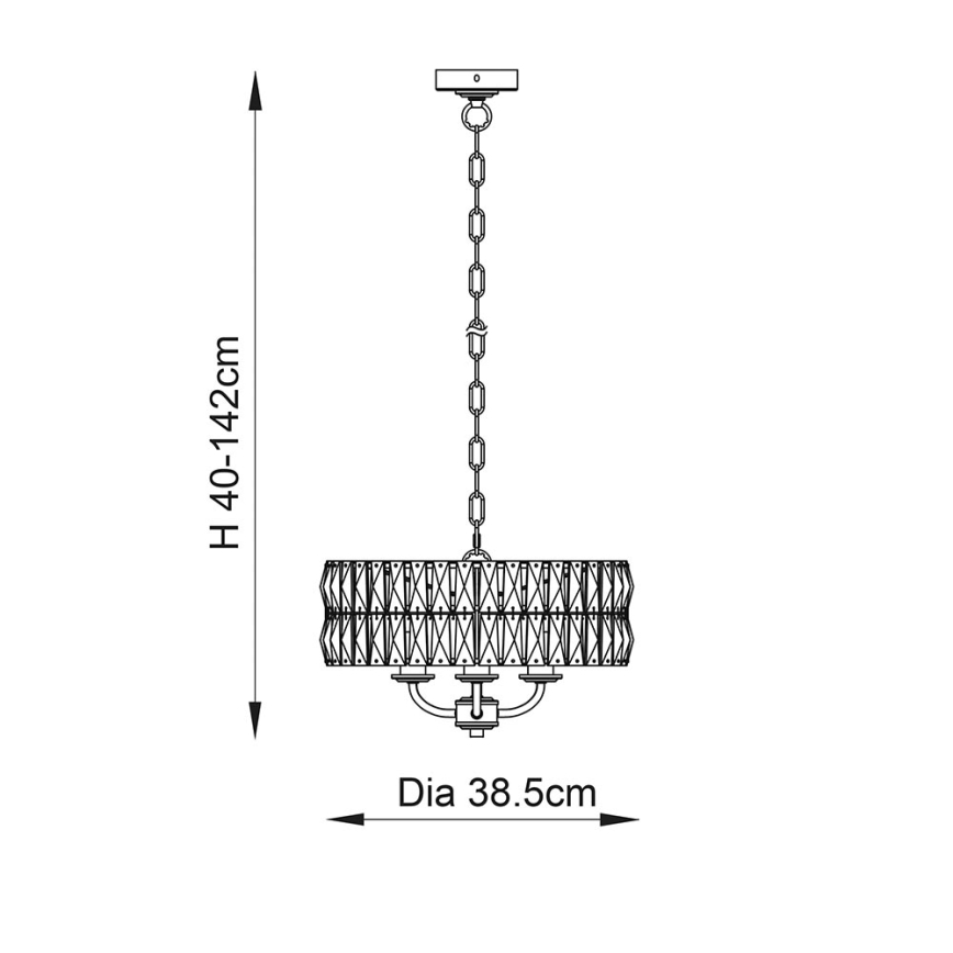 Endon 106243 - Láncos csillár CLIFTON 3xE14/6W/230V Ø 38,5 cm sárgaréz/átlátszó