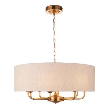 Endon 110727 - HIGHCLERE láncos csillár 8xE14/40W/230V, bézs/sárgaréz, átm. 70 cm