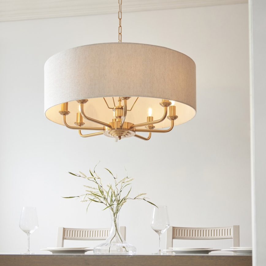 Endon 110727 - HIGHCLERE láncos csillár 8xE14/40W/230V, bézs/sárgaréz, átm. 70 cm