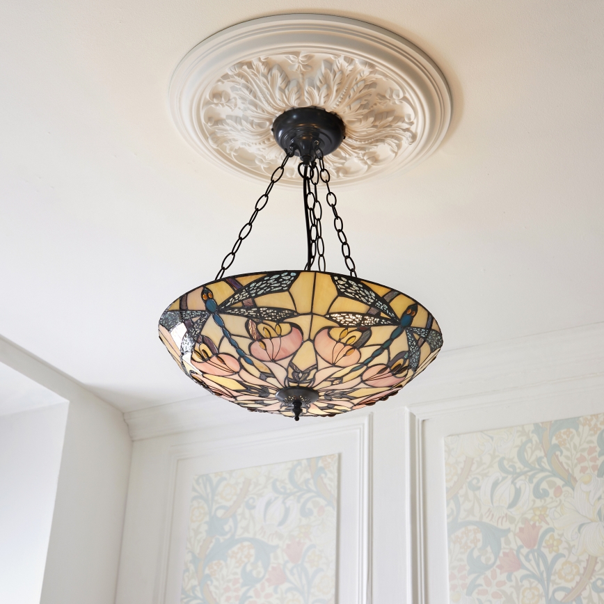 Endon 111869 - Tiffany ASHTON láncos csillár 3xE27/10W/230V, átm. 45 cm