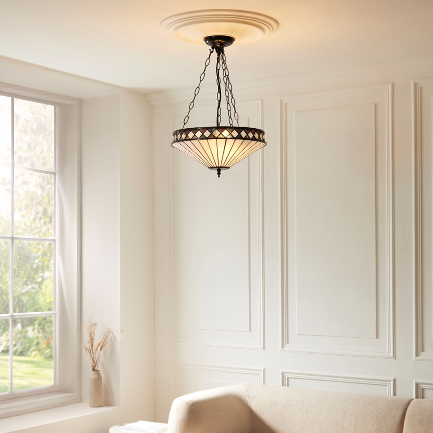 Endon 111870 - Tiffany FARGO láncos csillár 3xE27/10W/230V átm. 41,5 cm