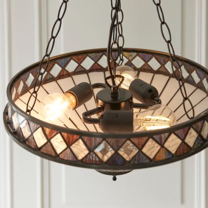 Endon 111870 - Tiffany FARGO láncos csillár 3xE27/10W/230V átm. 41,5 cm