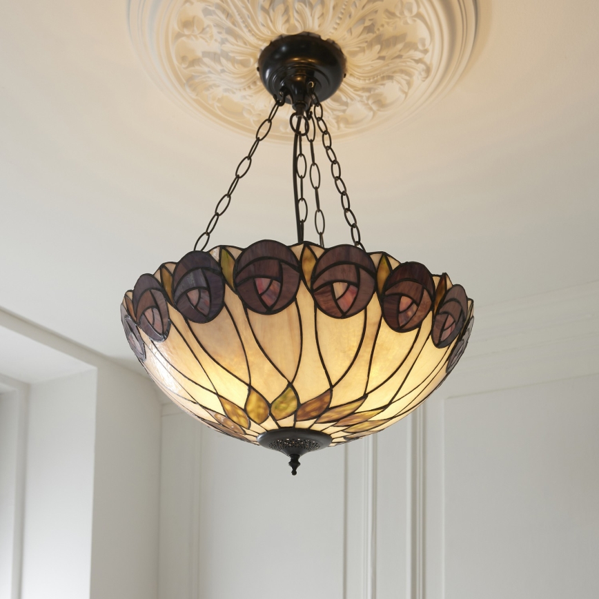 Endon 111872 - Tiffany HUTCHINSON láncos csillár 3xE27/60W/230V, Ø 50 cm