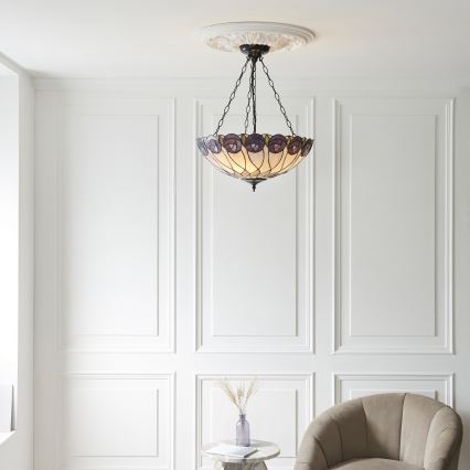 Endon 111872 - Tiffany HUTCHINSON láncos csillár 3xE27/60W/230V, Ø 50 cm