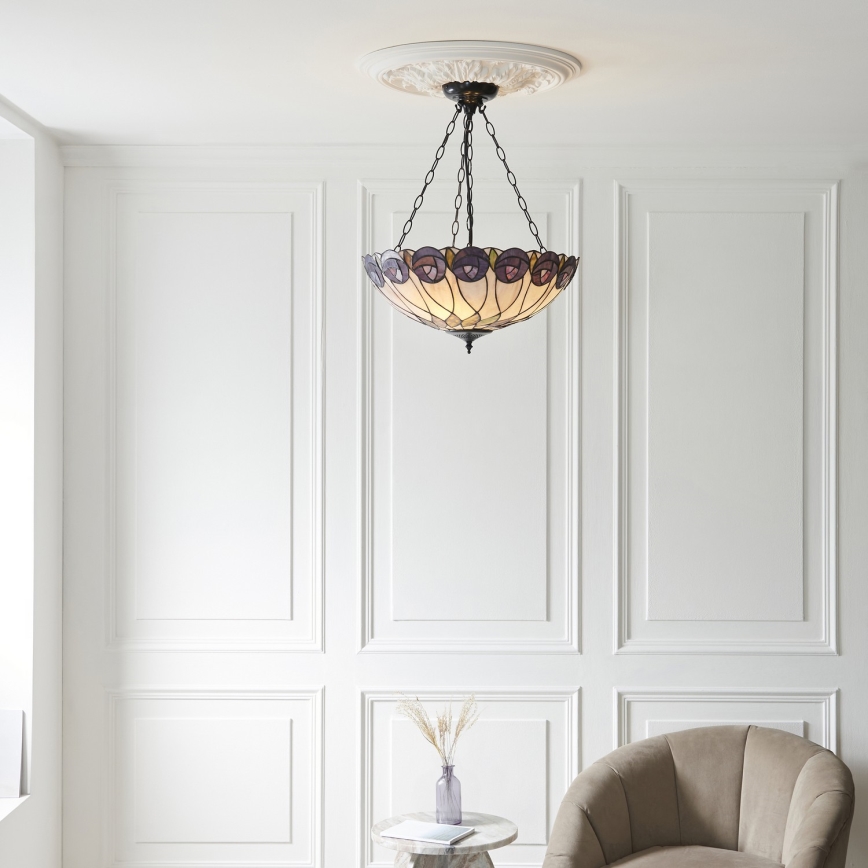 Endon 111872 - Tiffany HUTCHINSON láncos csillár 3xE27/60W/230V, Ø 50 cm