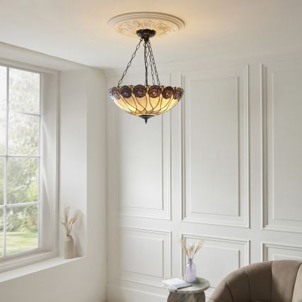Endon 111872 - Tiffany HUTCHINSON láncos csillár 3xE27/60W/230V, Ø 50 cm