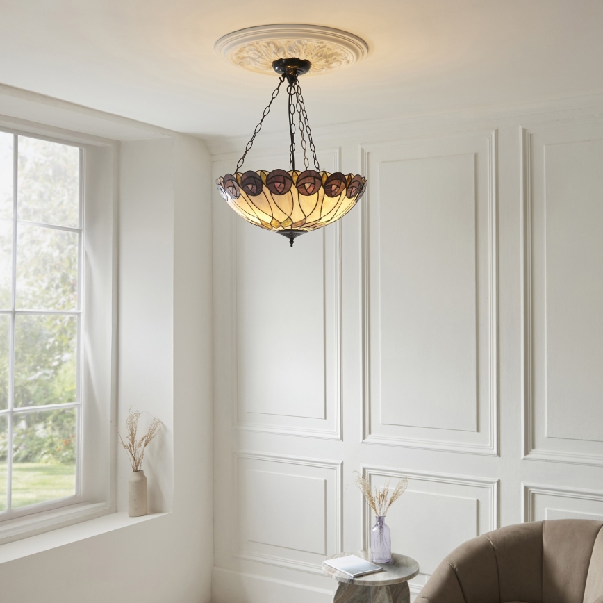 Endon 111872 - Tiffany HUTCHINSON láncos csillár 3xE27/60W/230V, Ø 50 cm