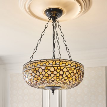 Endon 111882 - Láncos csillár Tiffany MILLE FEUX 3xE27/10W/230V átmérő 45 cm