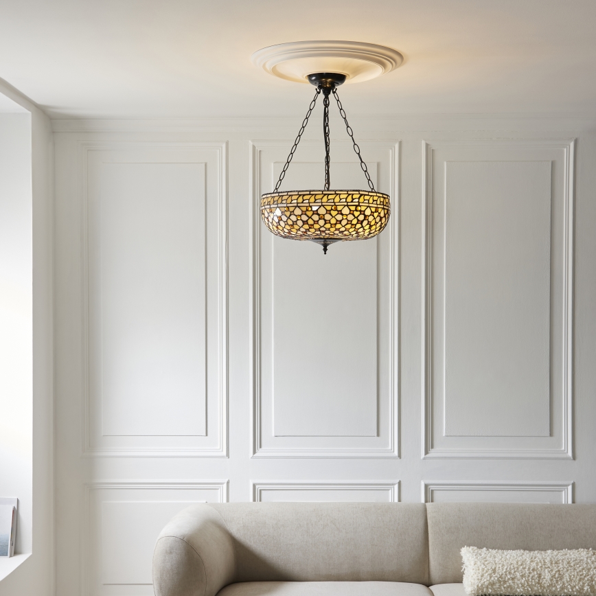Endon 111882 - Láncos csillár Tiffany MILLE FEUX 3xE27/10W/230V átmérő 45 cm