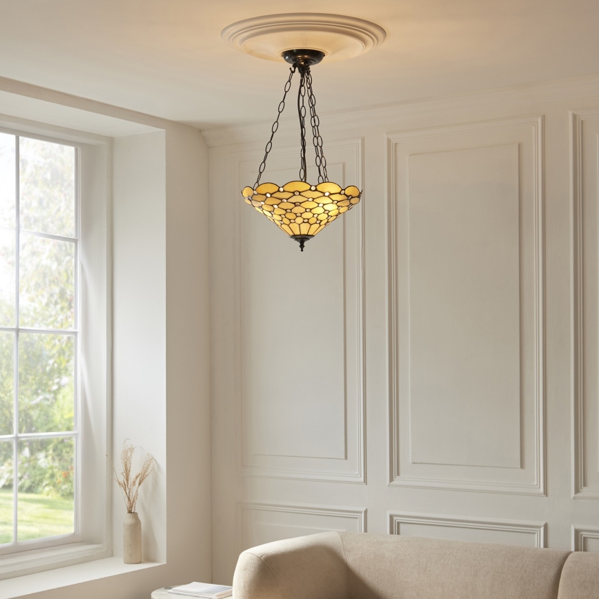Endon 111884 - Láncos csillár Tiffany PEARL 3xE27/10W/230V átm. 37 cm
