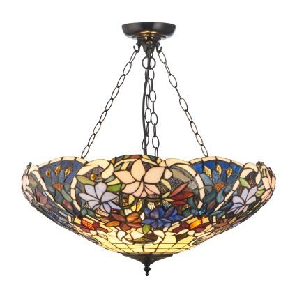 Endon 111887 - Láncos Tiffany SULLIVAN csillár 3xE27/10W/230V, átm. 57 cm