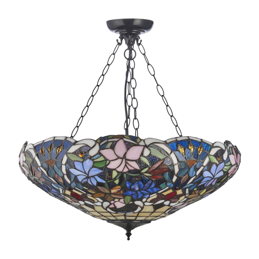 Endon 111887 - Láncos Tiffany SULLIVAN csillár 3xE27/10W/230V, átm. 57 cm