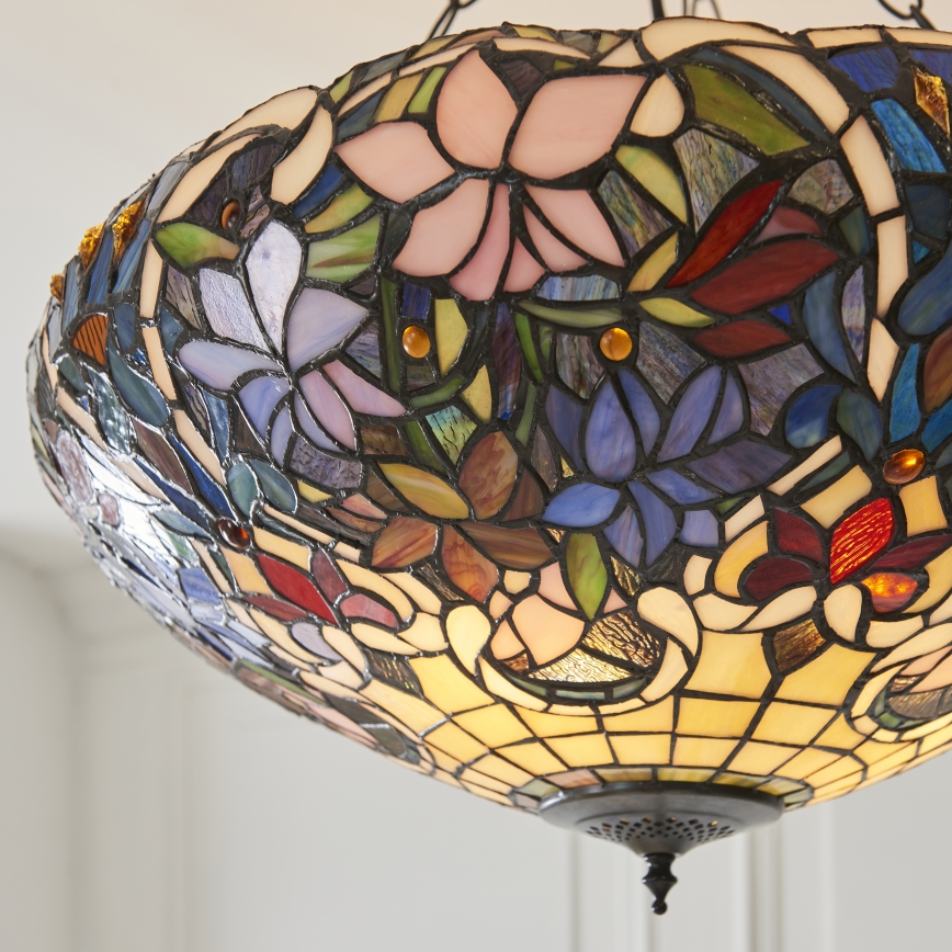 Endon 111887 - Láncos Tiffany SULLIVAN csillár 3xE27/10W/230V, átm. 57 cm