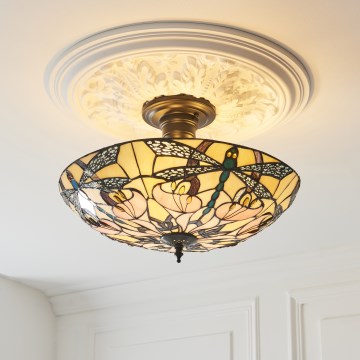 Endon 111892 - Felületre szerelhető Tiffany csillár ASHTON 3xE27/10W/230V átm. 45 cm