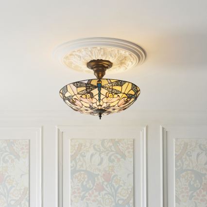 Endon 111892 - Felületre szerelhető Tiffany csillár ASHTON 3xE27/10W/230V átm. 45 cm