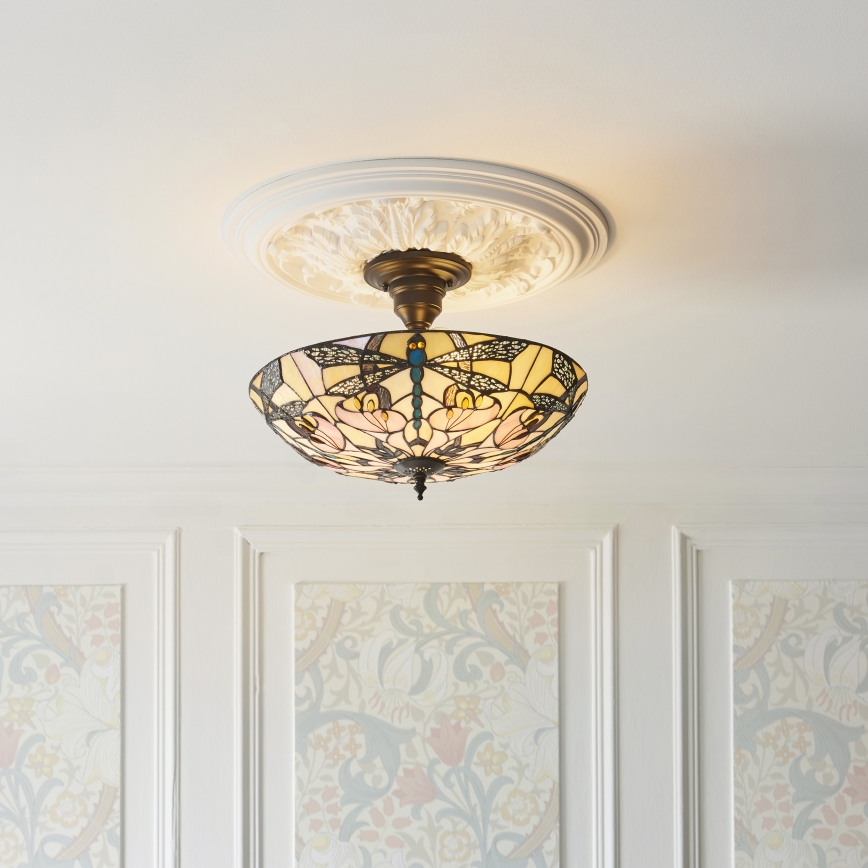 Endon 111892 - Felületre szerelhető Tiffany csillár ASHTON 3xE27/10W/230V átm. 45 cm