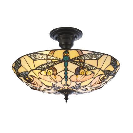 Endon 111892 - Felületre szerelhető Tiffany csillár ASHTON 3xE27/10W/230V átm. 45 cm