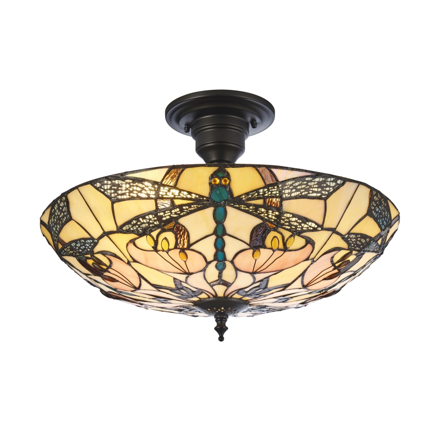 Endon 111892 - Felületre szerelhető Tiffany csillár ASHTON 3xE27/10W/230V átm. 45 cm