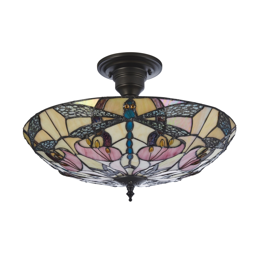 Endon 111892 - Felületre szerelhető Tiffany csillár ASHTON 3xE27/10W/230V átm. 45 cm