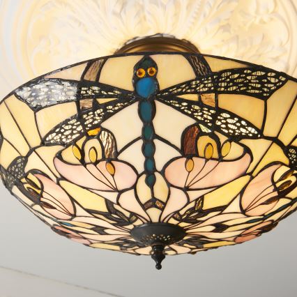 Endon 111892 - Felületre szerelhető Tiffany csillár ASHTON 3xE27/10W/230V átm. 45 cm