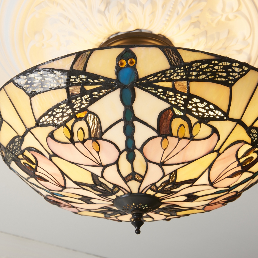 Endon 111892 - Felületre szerelhető Tiffany csillár ASHTON 3xE27/10W/230V átm. 45 cm