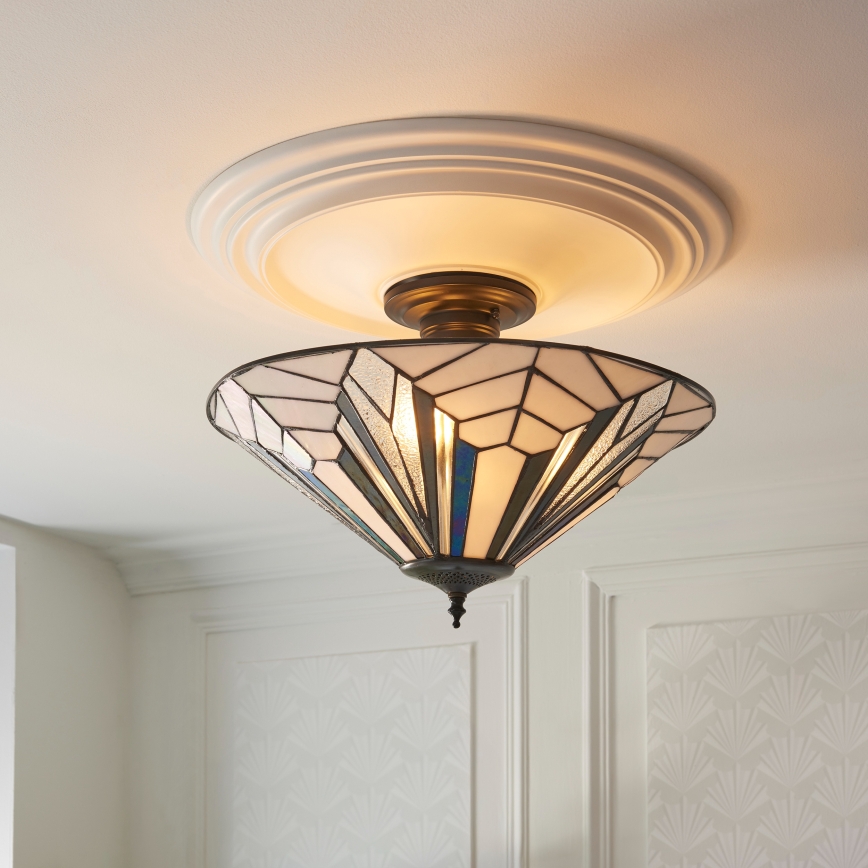 Endon 111895 - Tiffany ASTORIA felületre szerelhető csillár, 3xE27/10W/230V, Ø 48 cm