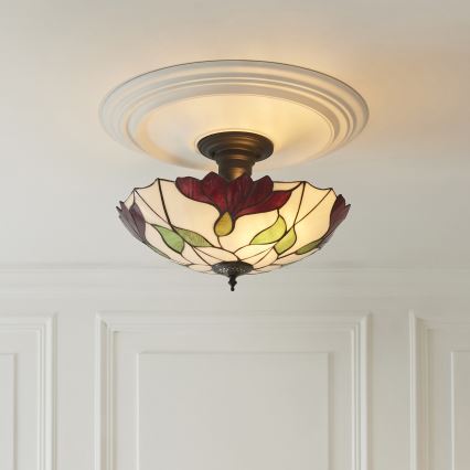 Endon 111896 - Tiffany BOTANICA felületre szerelhető csillár, 3×E27/10W/230V, átmérő 45 cm