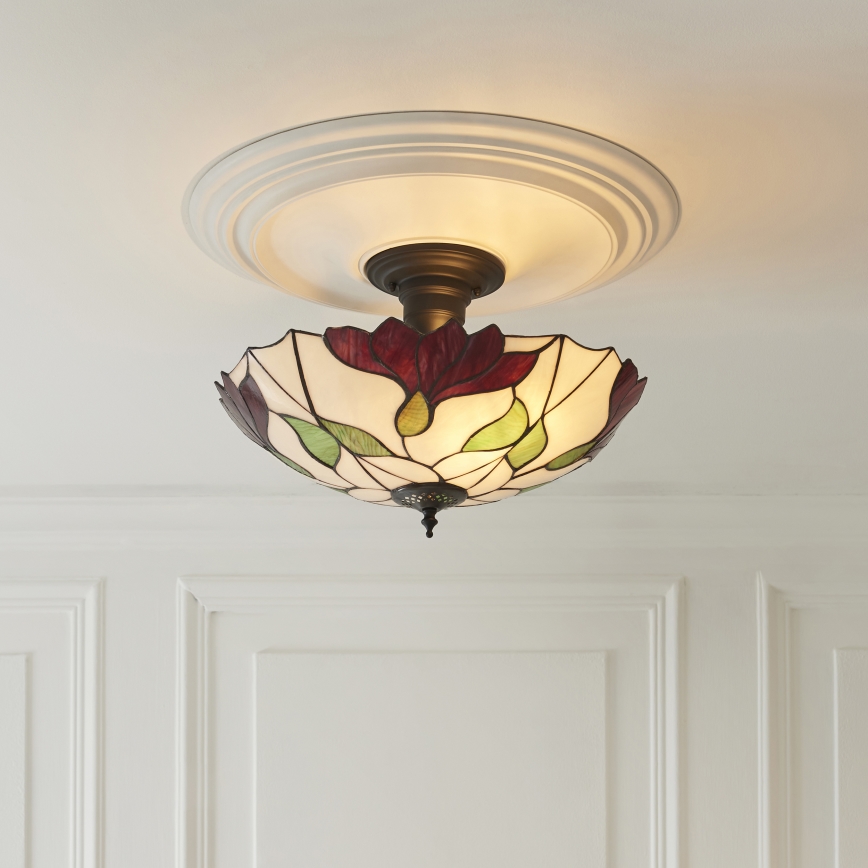 Endon 111896 - Tiffany BOTANICA felületre szerelhető csillár, 3×E27/10W/230V, átmérő 45 cm