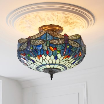 Endon 111897 - Felületre szerelhető Tiffany DRAGONFLY csillár 3xE27/10W/230V, átmérő 41 cm