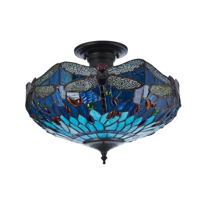 Endon 111897 - Felületre szerelhető Tiffany DRAGONFLY csillár 3xE27/10W/230V, átmérő 41 cm
