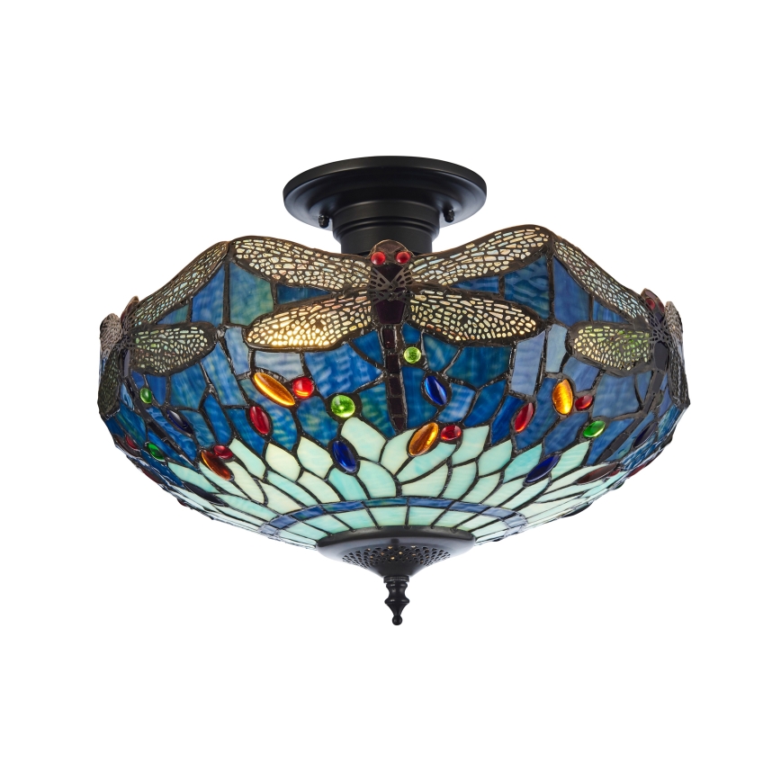 Endon 111897 - Felületre szerelhető Tiffany DRAGONFLY csillár 3xE27/10W/230V, átmérő 41 cm