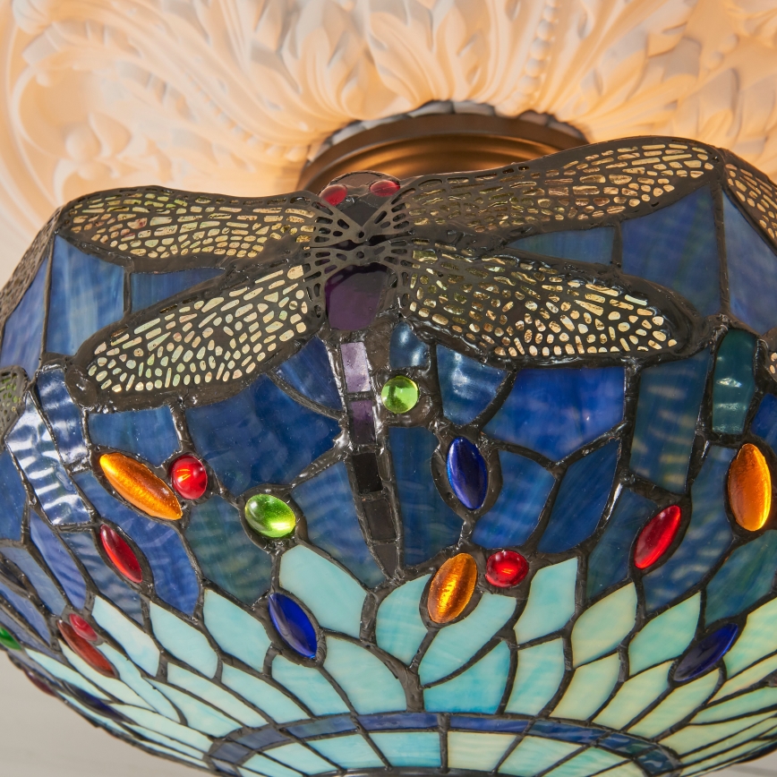 Endon 111897 - Felületre szerelhető Tiffany DRAGONFLY csillár 3xE27/10W/230V, átmérő 41 cm