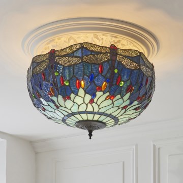 Endon 111899 - Elegáns Tiffany DRAGONFLY mennyezeti lámpa, 3xE27/10W/230V, átmérő 50 cm