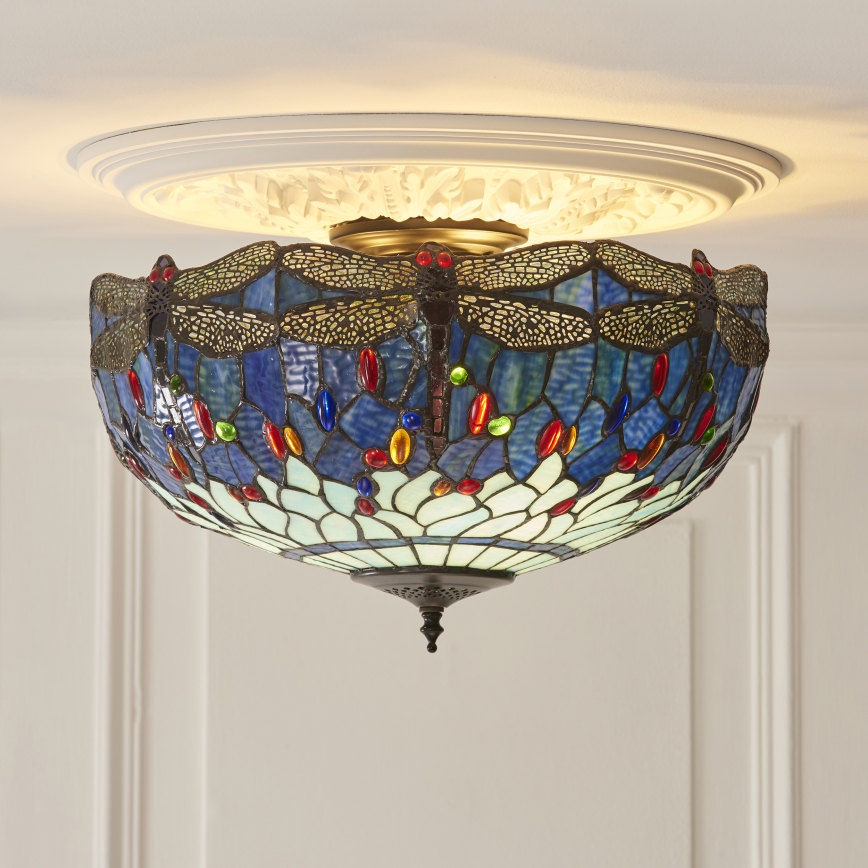Endon 111899 - Elegáns Tiffany DRAGONFLY mennyezeti lámpa, 3xE27/10W/230V, átmérő 50 cm