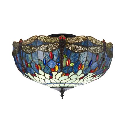 Endon 111899 - Elegáns Tiffany DRAGONFLY mennyezeti lámpa, 3xE27/10W/230V, átmérő 50 cm