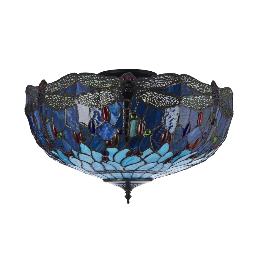 Endon 111899 - Elegáns Tiffany DRAGONFLY mennyezeti lámpa, 3xE27/10W/230V, átmérő 50 cm