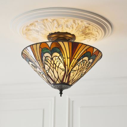 Endon 111905 - Tiffany HECTOR felületre szerelhető csillár 3xE27/10W/230V, átm. 40 cm