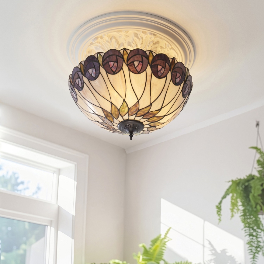 Endon 111906 - Felületre szerelt Tiffany csillár HUTCHINSON 3xE27/10W/230V átm. 50 cm
