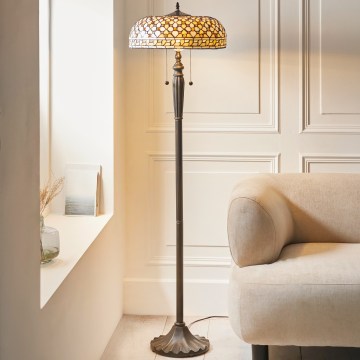 Endon 111921 - Tiffany-stílusú állólámpa MILLE FEUX 2xE27/10W/230V, átm. 45 cm