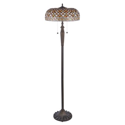 Endon 111921 - Tiffany-stílusú állólámpa MILLE FEUX 2xE27/10W/230V, átm. 45 cm