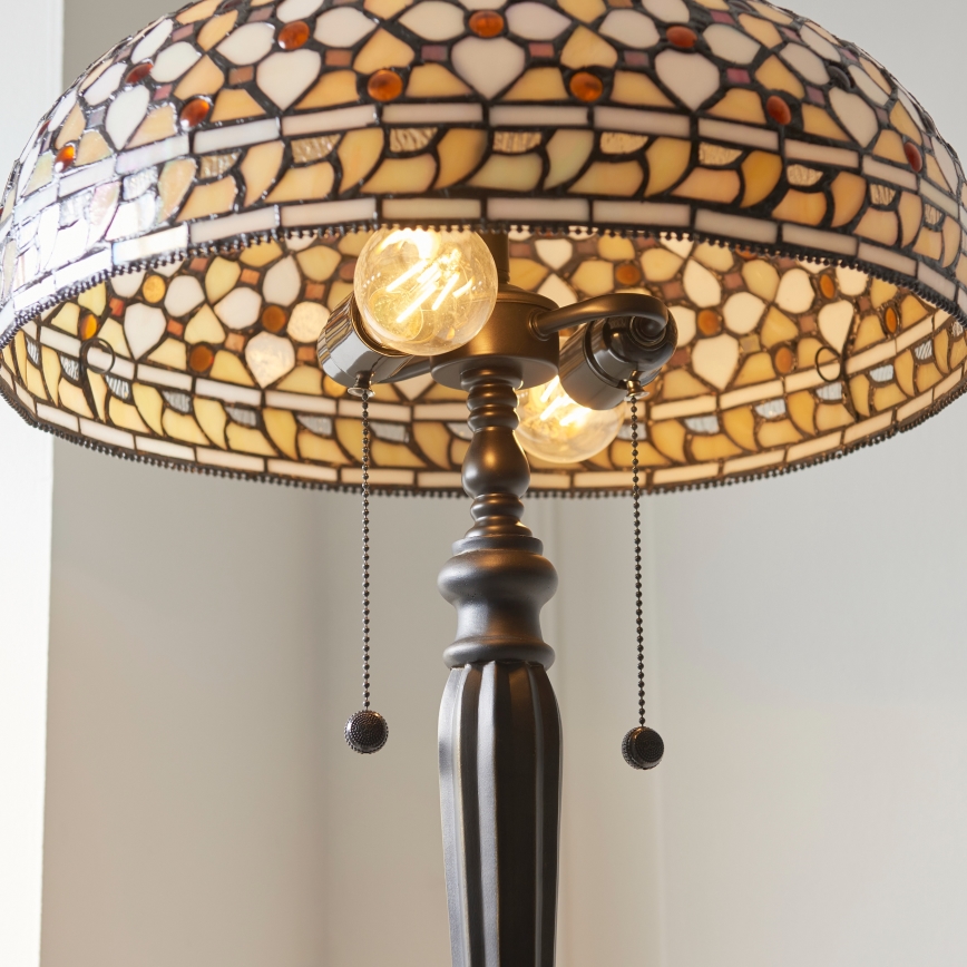 Endon 111921 - Tiffany-stílusú állólámpa MILLE FEUX 2xE27/10W/230V, átm. 45 cm