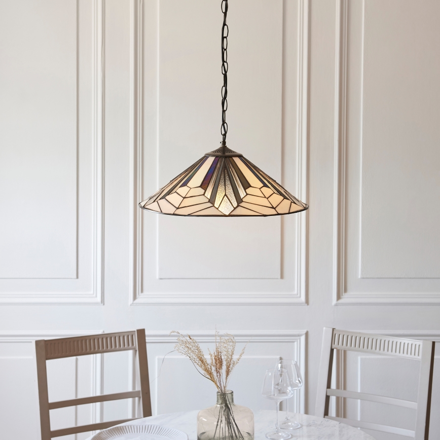 Endon 111922 - Tiffany ASTORIA láncra függesztett csillár 3xE27/10W/230V, átmérő 48 cm