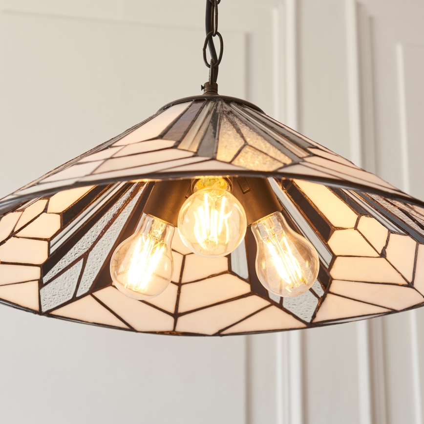 Endon 111922 - Tiffany ASTORIA láncra függesztett csillár 3xE27/10W/230V, átmérő 48 cm