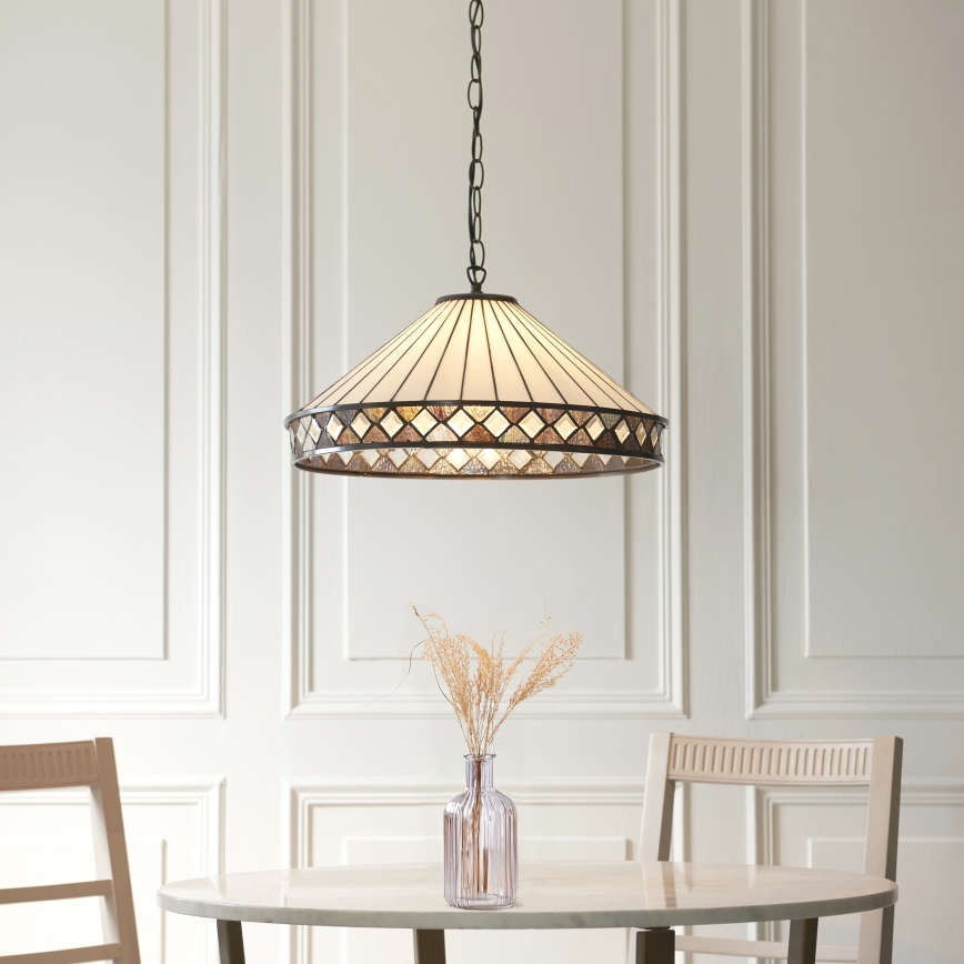 Endon 111961 - Tiffany FARGO láncos csillár, 3xE27/10W/230V, átmérő 50 cm