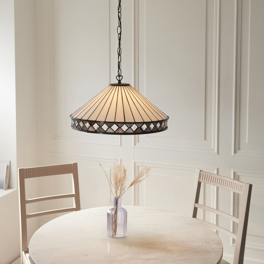 Endon 111961 - Tiffany FARGO láncos csillár, 3xE27/10W/230V, átmérő 50 cm