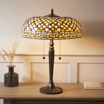 Endon 112178 - Tiffany MILLE FEUX asztali lámpa 2xE14/40W/230V, átmérő 45 cm